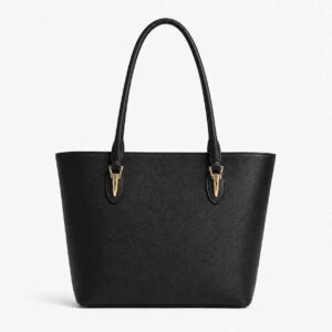 Noir Classic Tote Bag - faux leather bag by Raahi