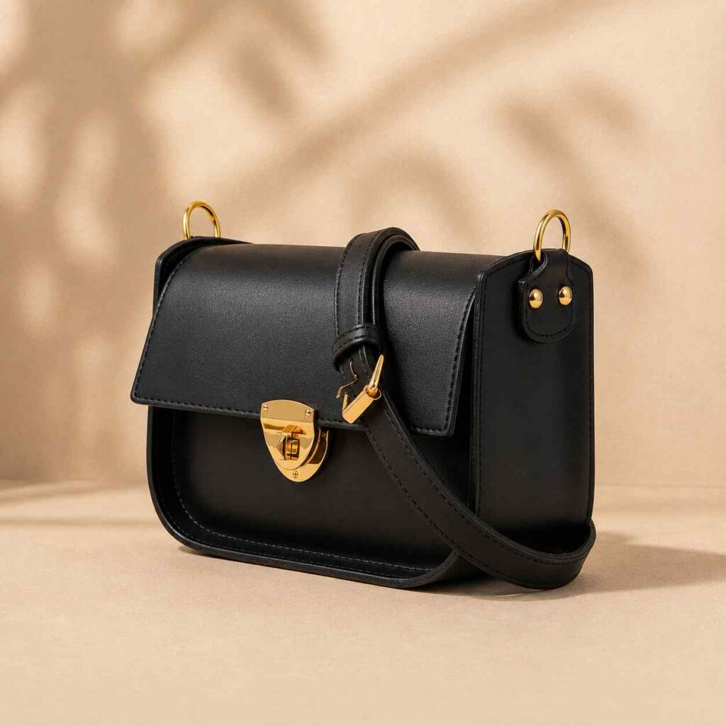 black saddle bag with twist lock