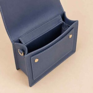 Blue half flap cross body bag