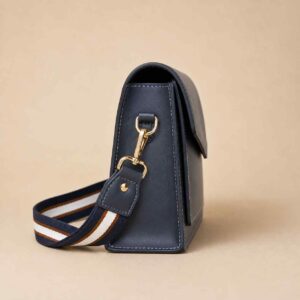 Blue half flap cross body bag