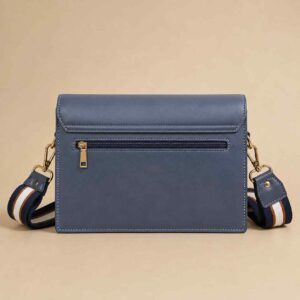 Blue half flap cross body bag