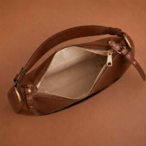 Brown cresent hobo bag