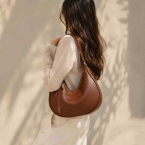 Brown cresent hobo bag