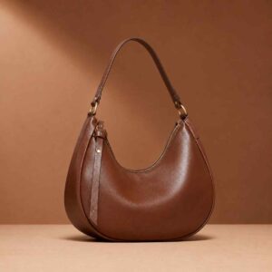 Brown cresent hobo bag