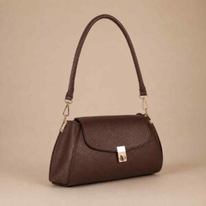 Brown pebble baguette bag