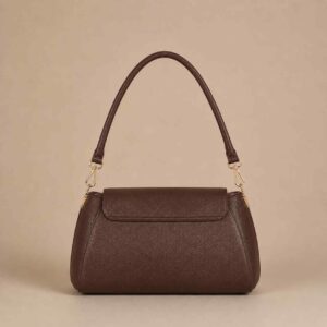 Brown pebble baguette bag