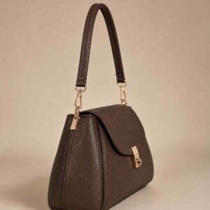Brown pebble baguette bag