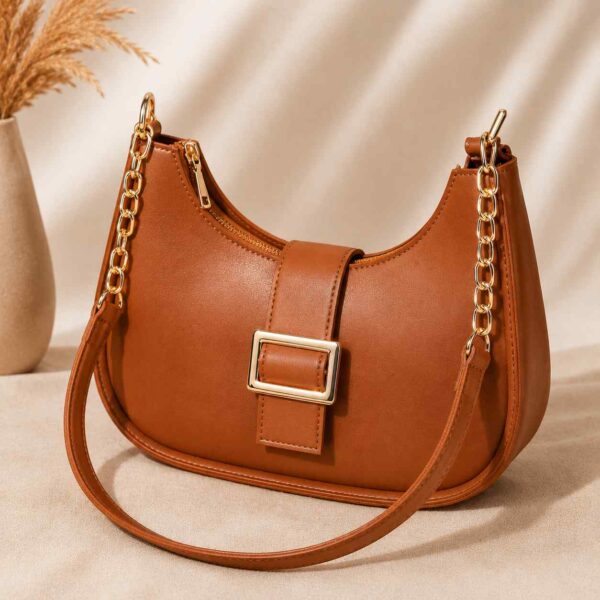 Brown Saddle Buckle Bag