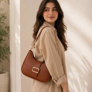 Brown Saddle Buckle Bag