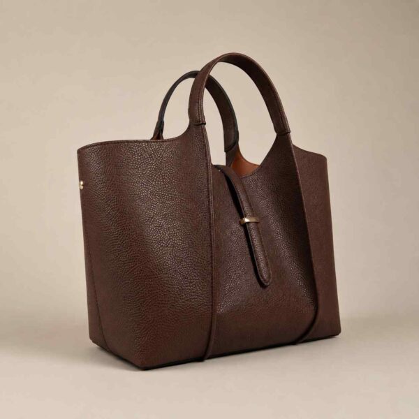 Dark brown scoop mini tote bag