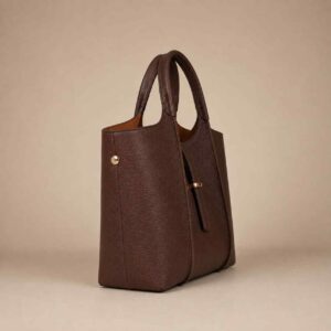 Dark brown scoop mini tote bag