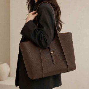 Dark brown scoop mini tote bag