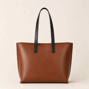 Horse Brown with Black Long Handle Tote Bag